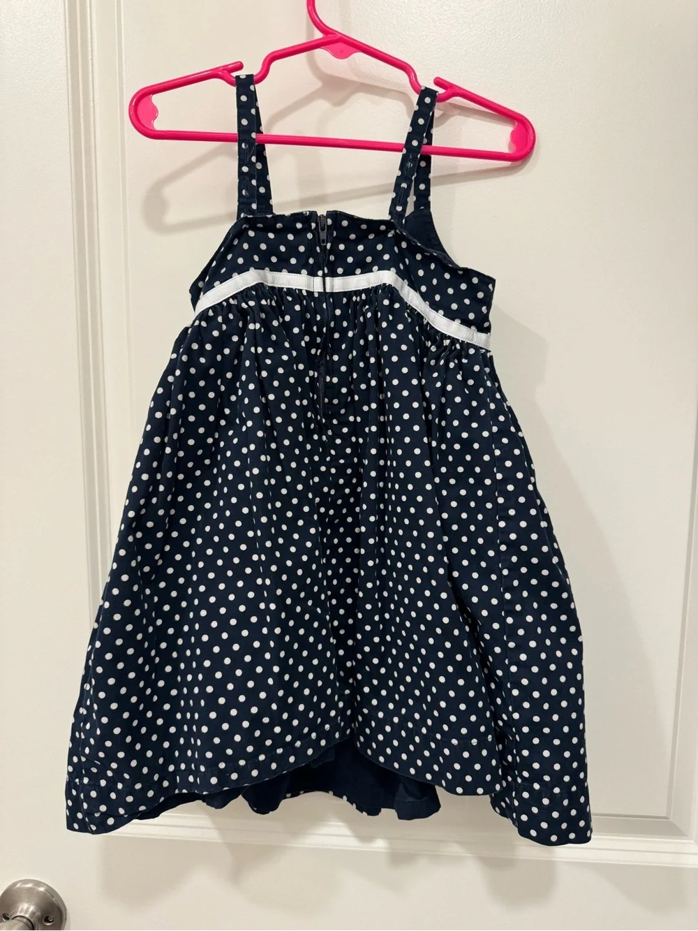 GAP Navy and White Polka Dot Girls' Formal Dress with Waist Bow